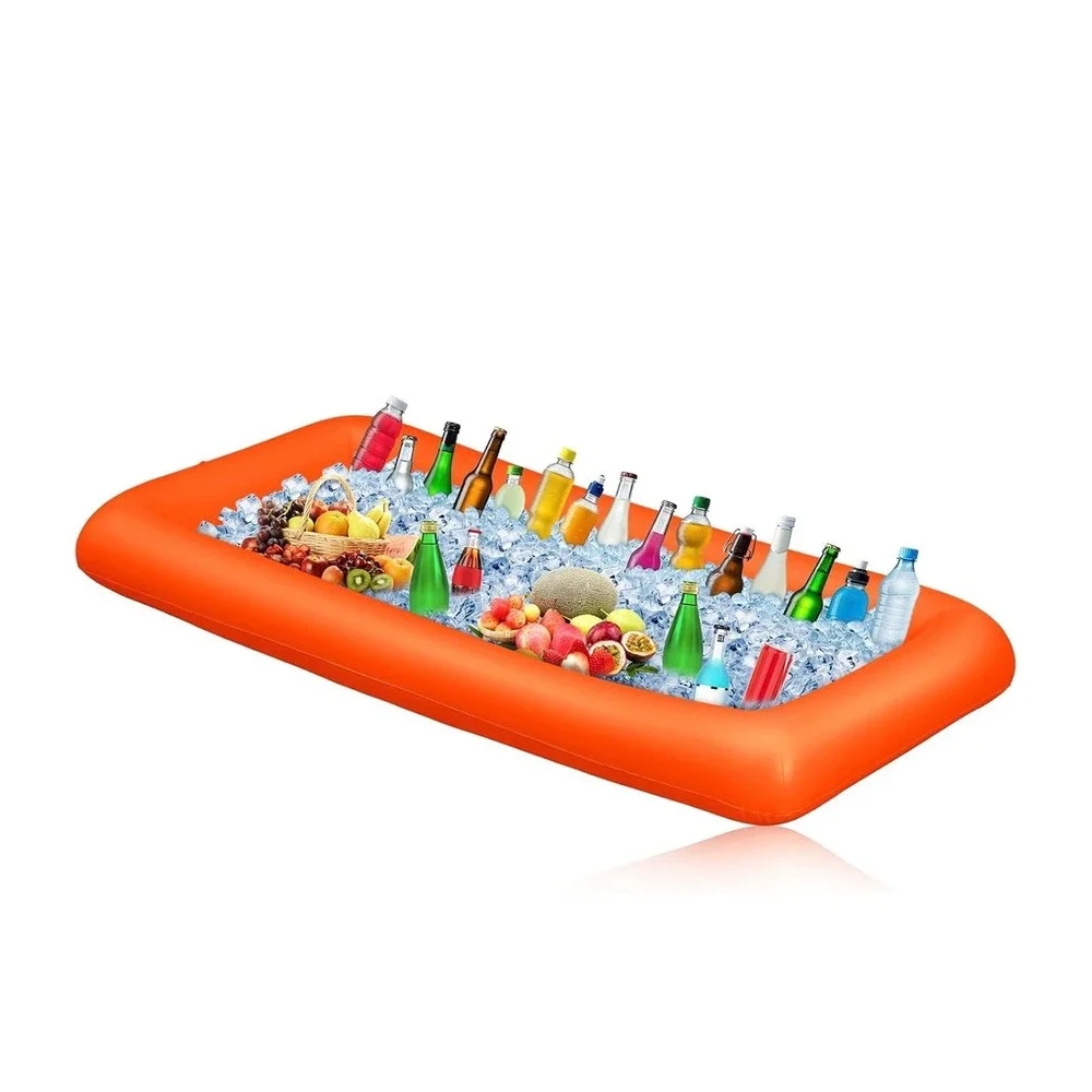 Leitee Inflatable Serving Bar Ice Buffet Tray Orange 51x24x5 set of two
